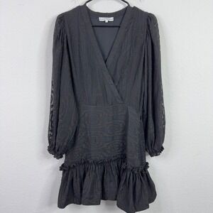 Karina Grimaldi Dress Womens S Black Metallic Ruffle Dark Romantic Whimsigoth